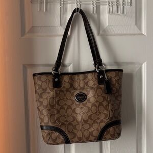 Coach Tan and Brown Signature Tote